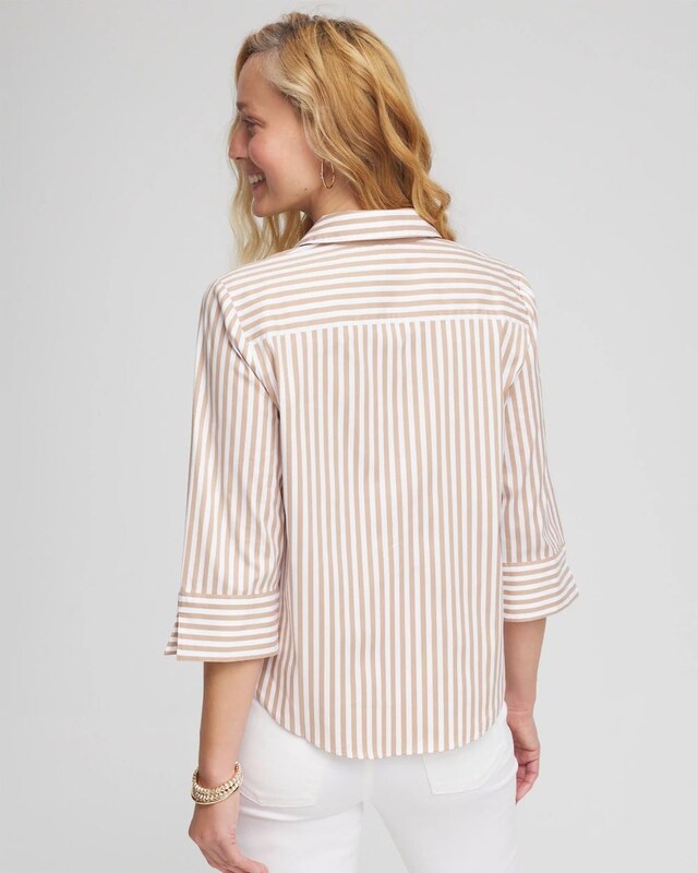Striped Poplin Tie-Front Top - image 3